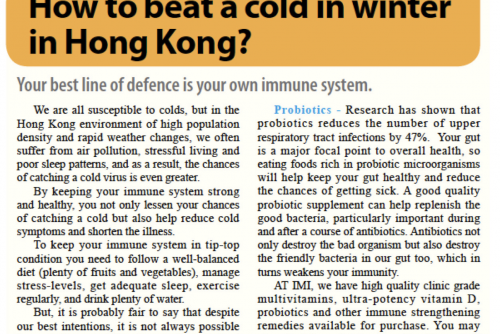 How to beat a cold in winter in HK – an article featured in The Standard