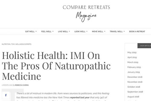 Holistic Health: IMI On The Pros Of Naturopathic Medicine – an article featured in CompareRetreats.com